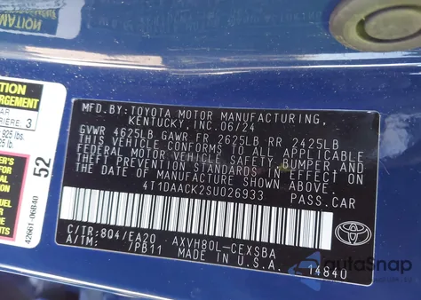 2025 Toyota Camry Se z USA, uszkodzony, nr VIN 4T1DAACK2SU026933